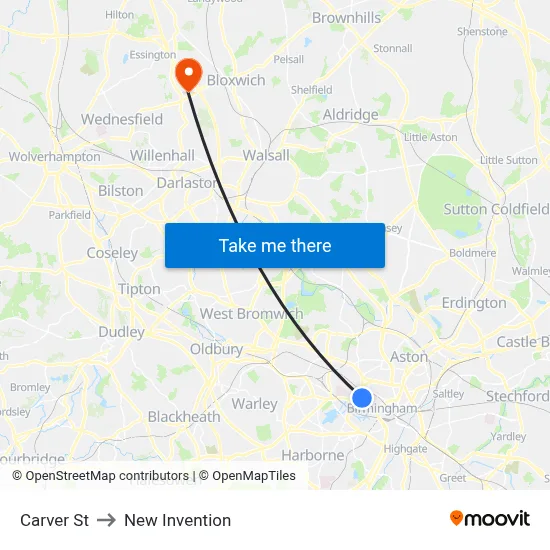 Carver St to New Invention map
