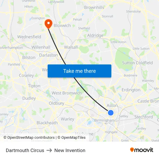 Dartmouth Circus to New Invention map