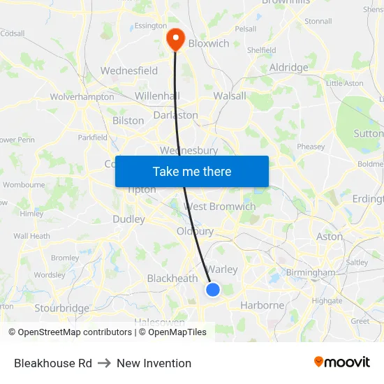 Bleakhouse Rd to New Invention map