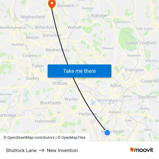 Shutlock Lane to New Invention map