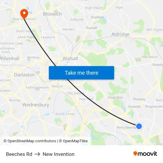 Beeches Rd to New Invention map