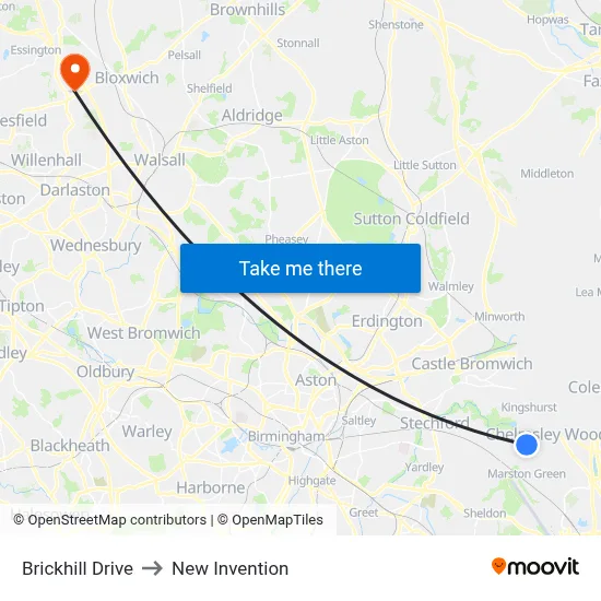 Brickhill Drive to New Invention map