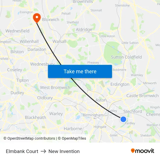 Elmbank Court to New Invention map