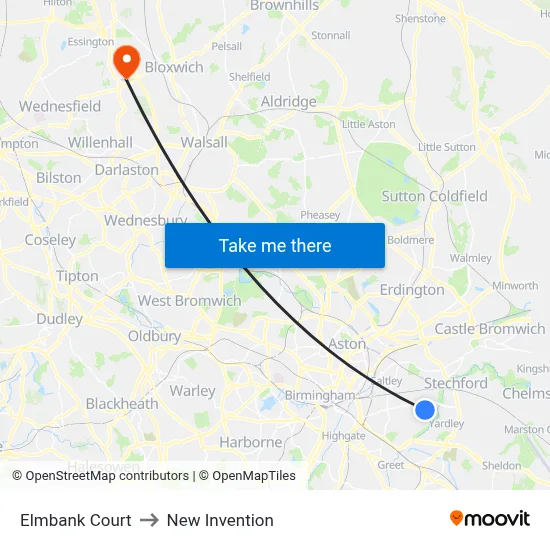 Elmbank Court to New Invention map