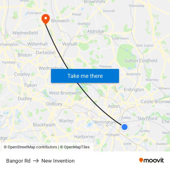 Bangor Rd to New Invention map