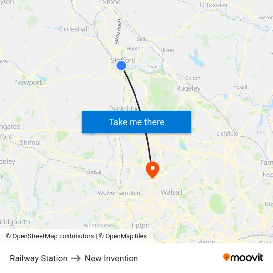 Railway Station to New Invention map