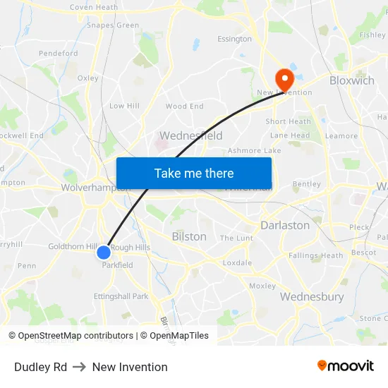 Dudley Rd to New Invention map