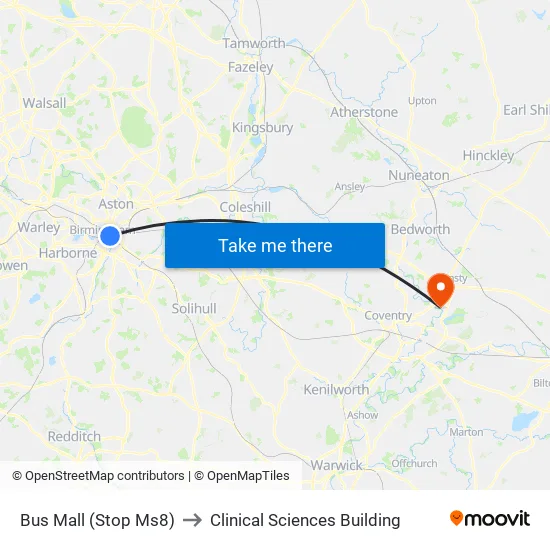 Bus Mall to Clinical Sciences Building map