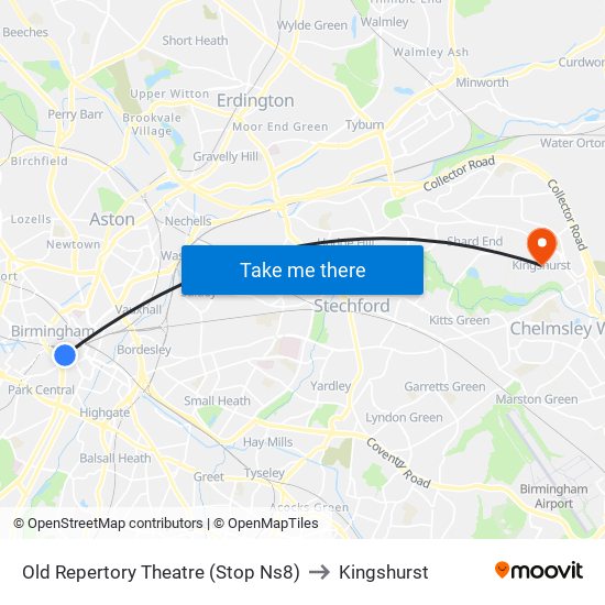 Old Repertory Theatre (Stop Ns8) to Kingshurst map