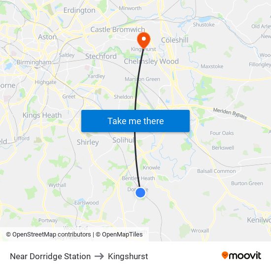 Near Dorridge Station to Kingshurst map