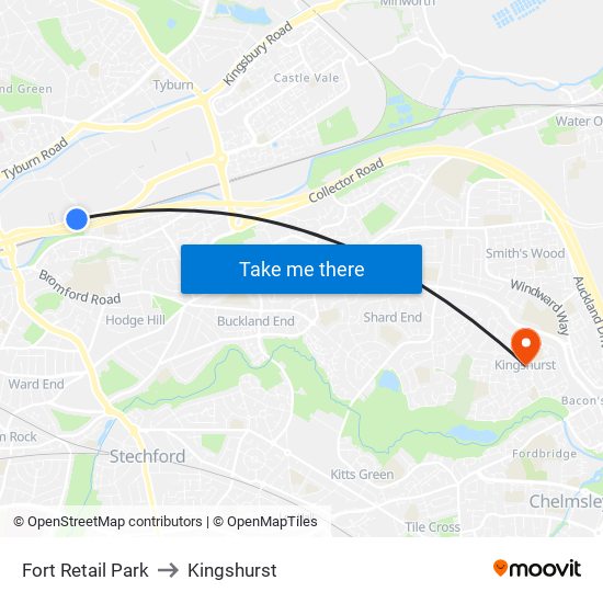 Fort Retail Park to Kingshurst map