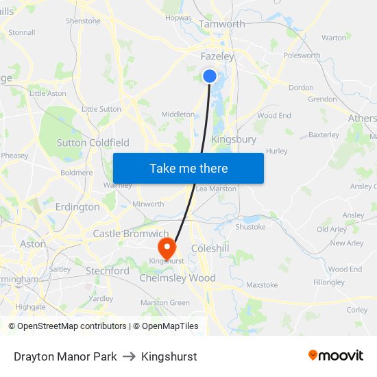 Drayton Manor Park to Kingshurst map