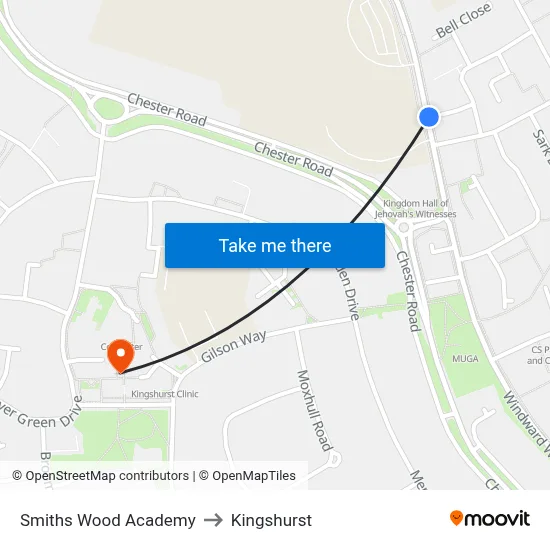 Smiths Wood Academy to Kingshurst map