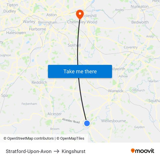 Stratford-Upon-Avon to Kingshurst map