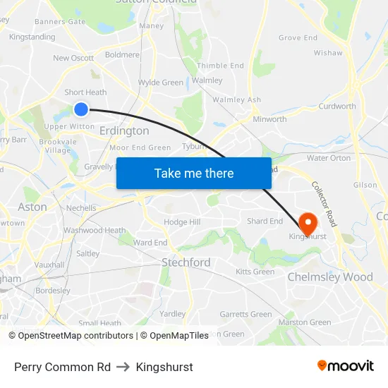 Perry Common Rd to Kingshurst map