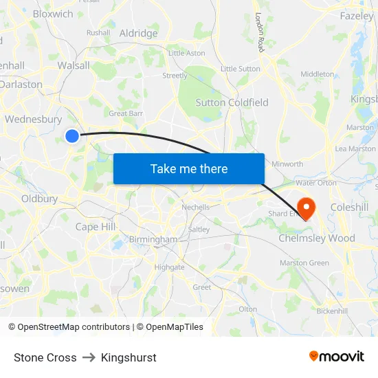 Stone Cross to Kingshurst map