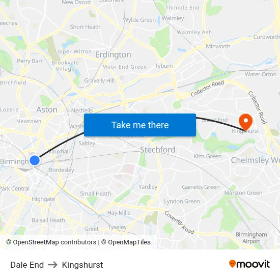 Dale End to Kingshurst map