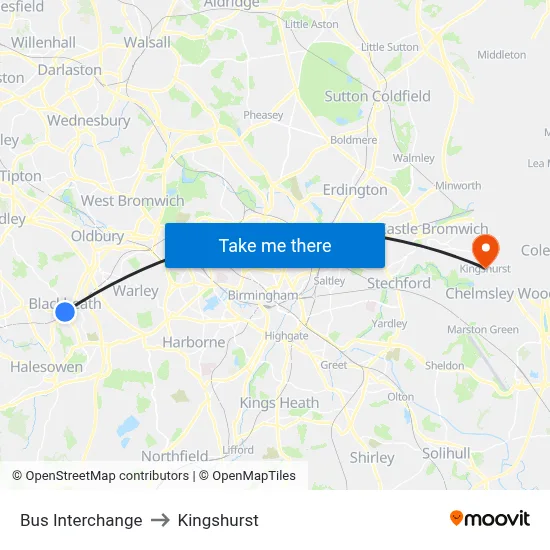 Bus Interchange to Kingshurst map