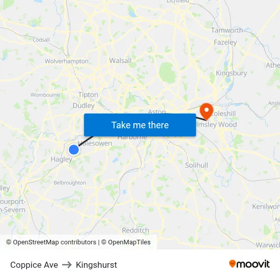 Coppice Ave to Kingshurst map
