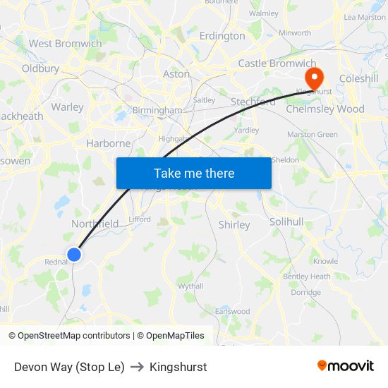 Devon Way (Stop Le) to Kingshurst map