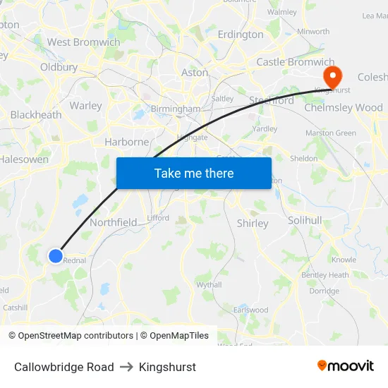 Callowbridge Road to Kingshurst map