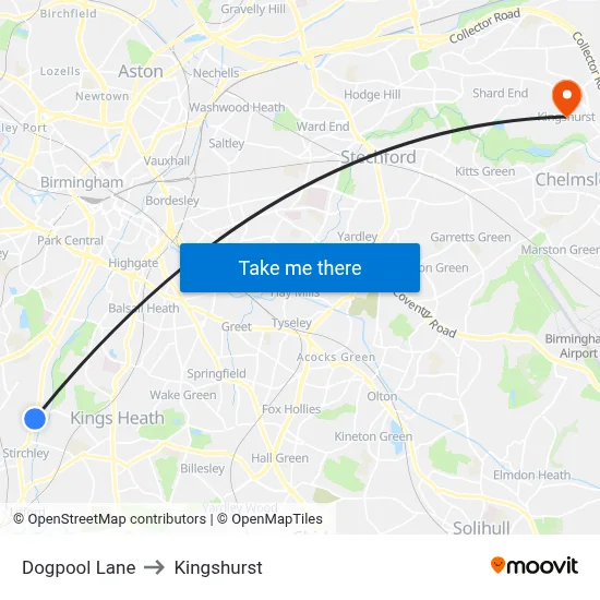 Dogpool Lane to Kingshurst map