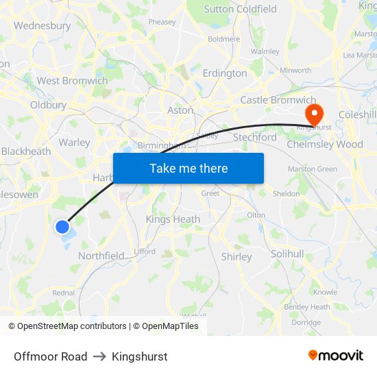 Offmoor Road to Kingshurst map