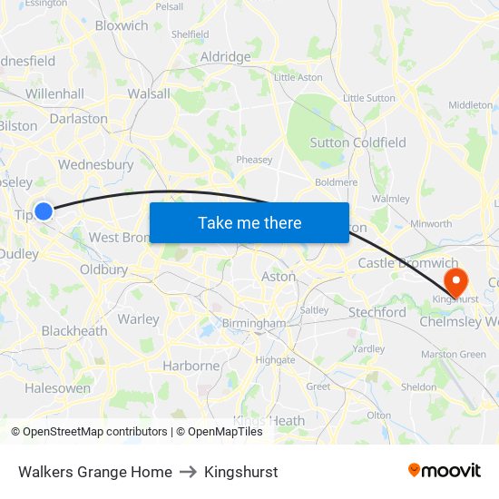 Walkers Grange Home to Kingshurst map