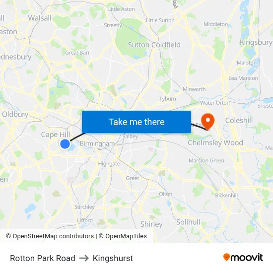 Rotton Park Road to Kingshurst map