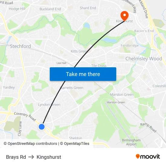 Brays Rd to Kingshurst map