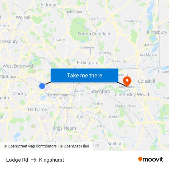 Lodge Rd to Kingshurst map