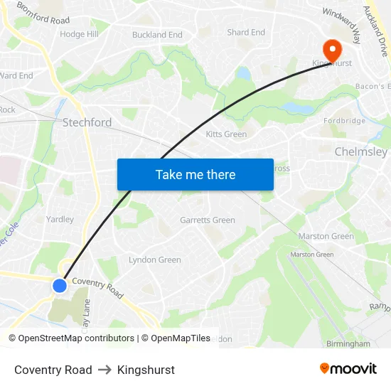 Coventry Road to Kingshurst map