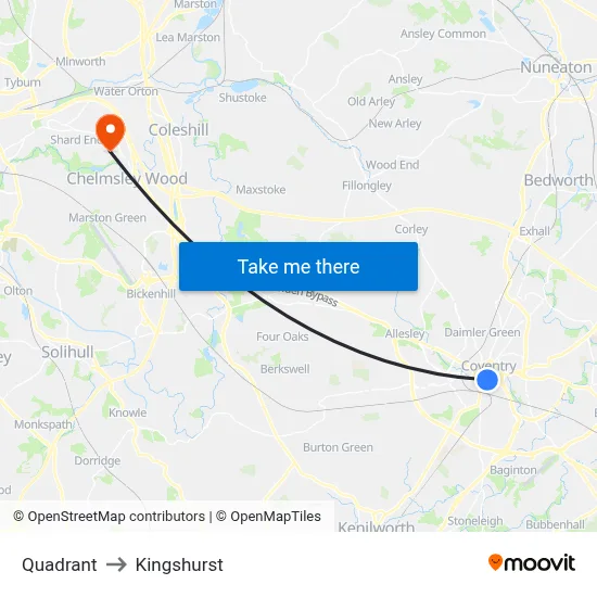 Quadrant to Kingshurst map