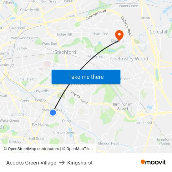 Acocks Green Village to Kingshurst map