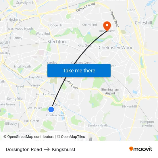 Dorsington Road to Kingshurst map