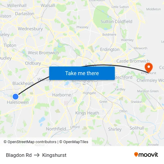 Blagdon Rd to Kingshurst map