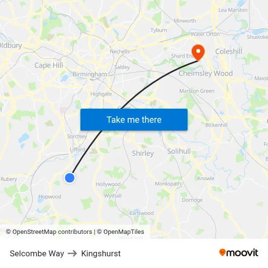 Selcombe Way to Kingshurst map
