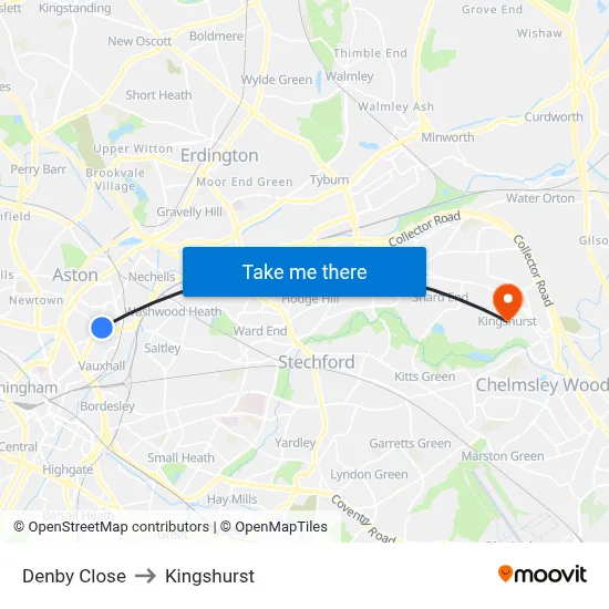 Denby Close to Kingshurst map