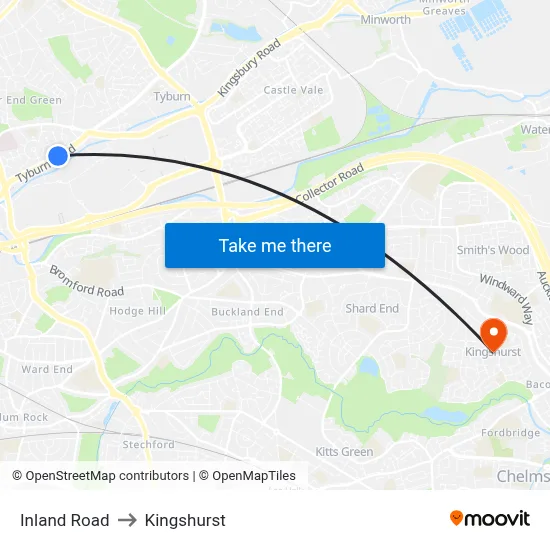 Inland Road to Kingshurst map