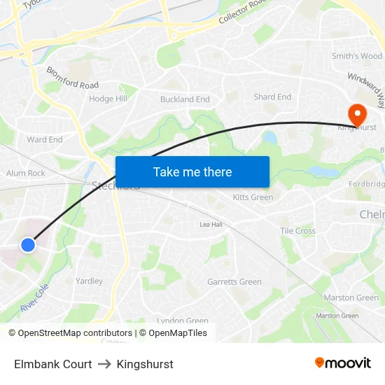 Elmbank Court to Kingshurst map