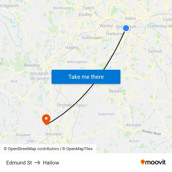 Edmund St to Hallow map