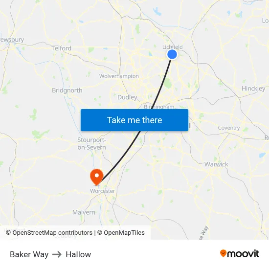 Baker Way to Hallow map