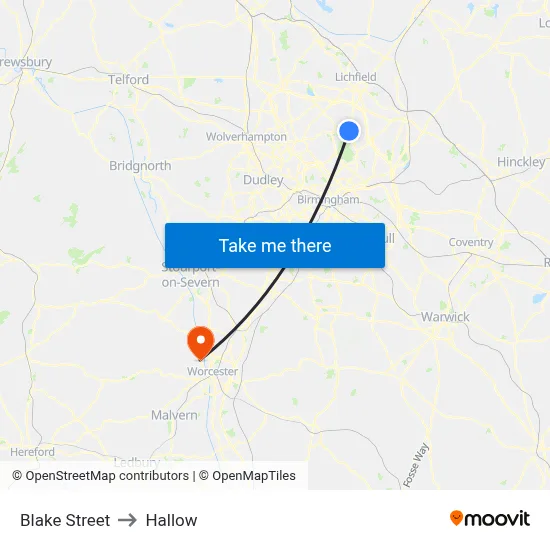 Blake Street to Hallow map