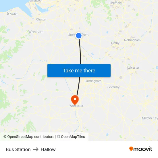 Bus Station to Hallow map