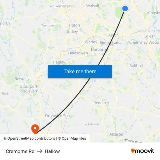 Cremorne Rd to Hallow map