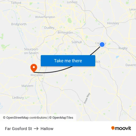 Far Gosford St to Hallow map