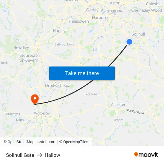 Solihull Gate to Hallow map