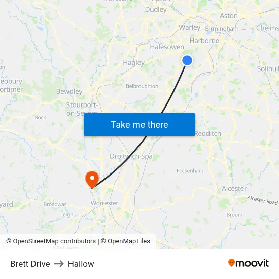 Brett Drive to Hallow map