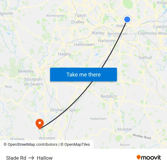Slade Rd to Hallow map