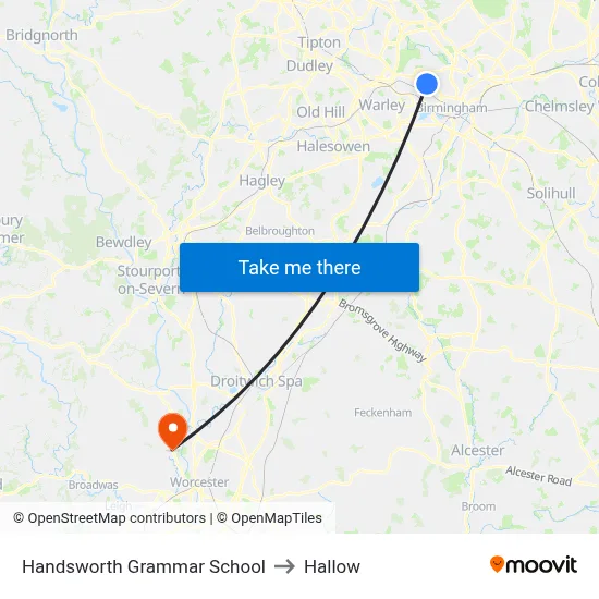 Handsworth Grammar School to Hallow map